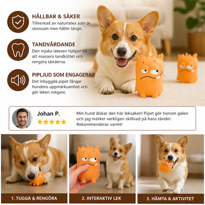 Slitstark Naturlig Pipande Latexleksak För Hundars Tandvård I Form Av Ett Monster
