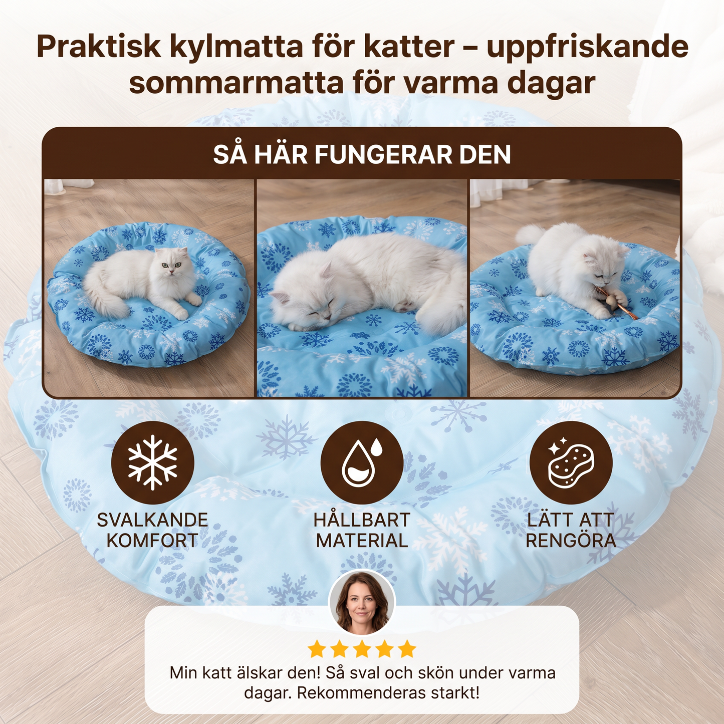 Praktisk kylmatta för katter – uppfriskande sommarmatta för varma dagar