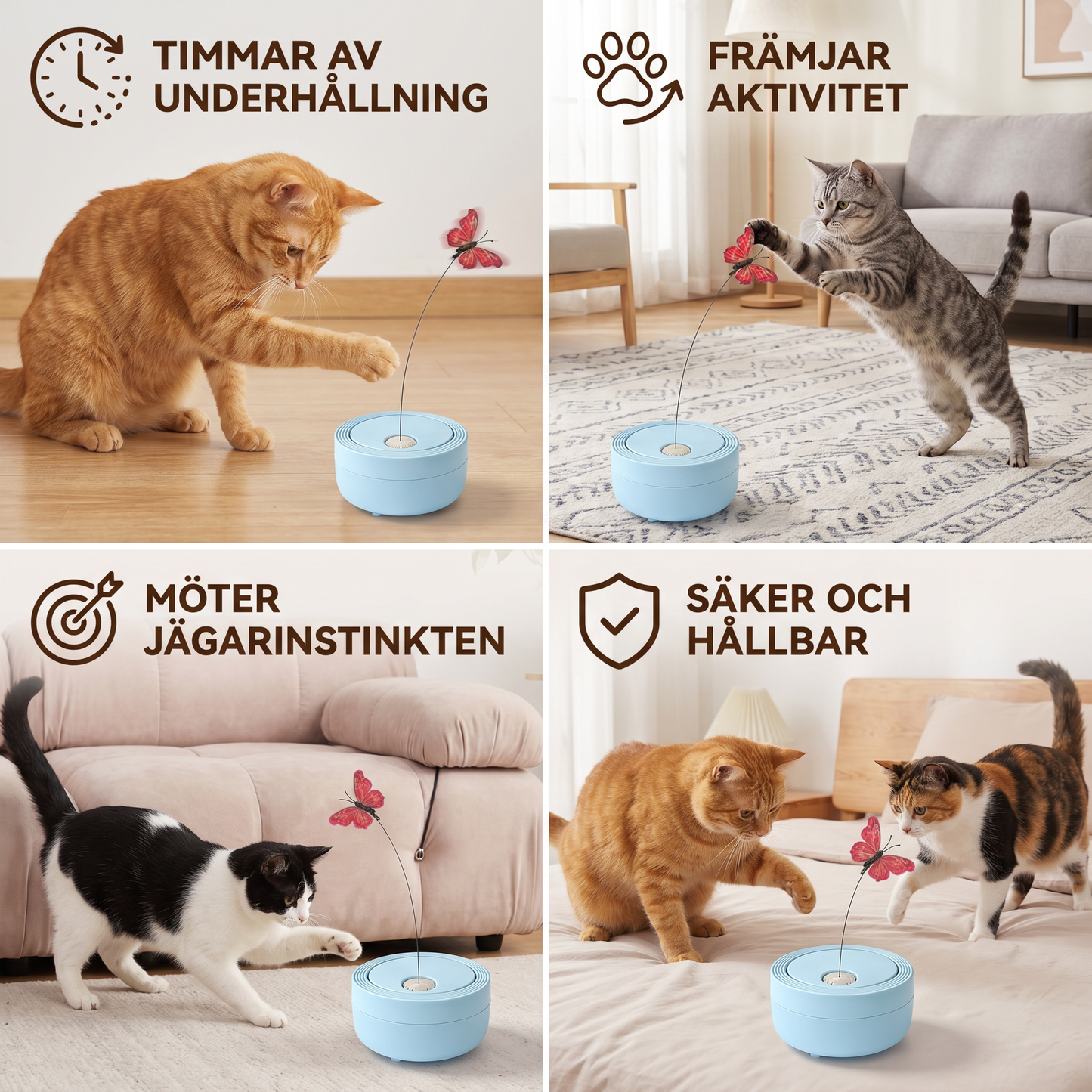 Interaktiv Fjärilssnurrande Kattleksak