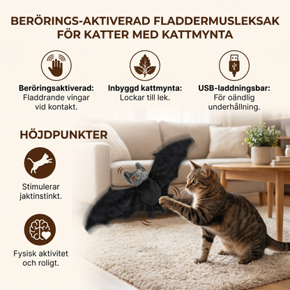 Beröringsaktiverad Fladdrande Fladdermusleksak för Katter med Kattmynta