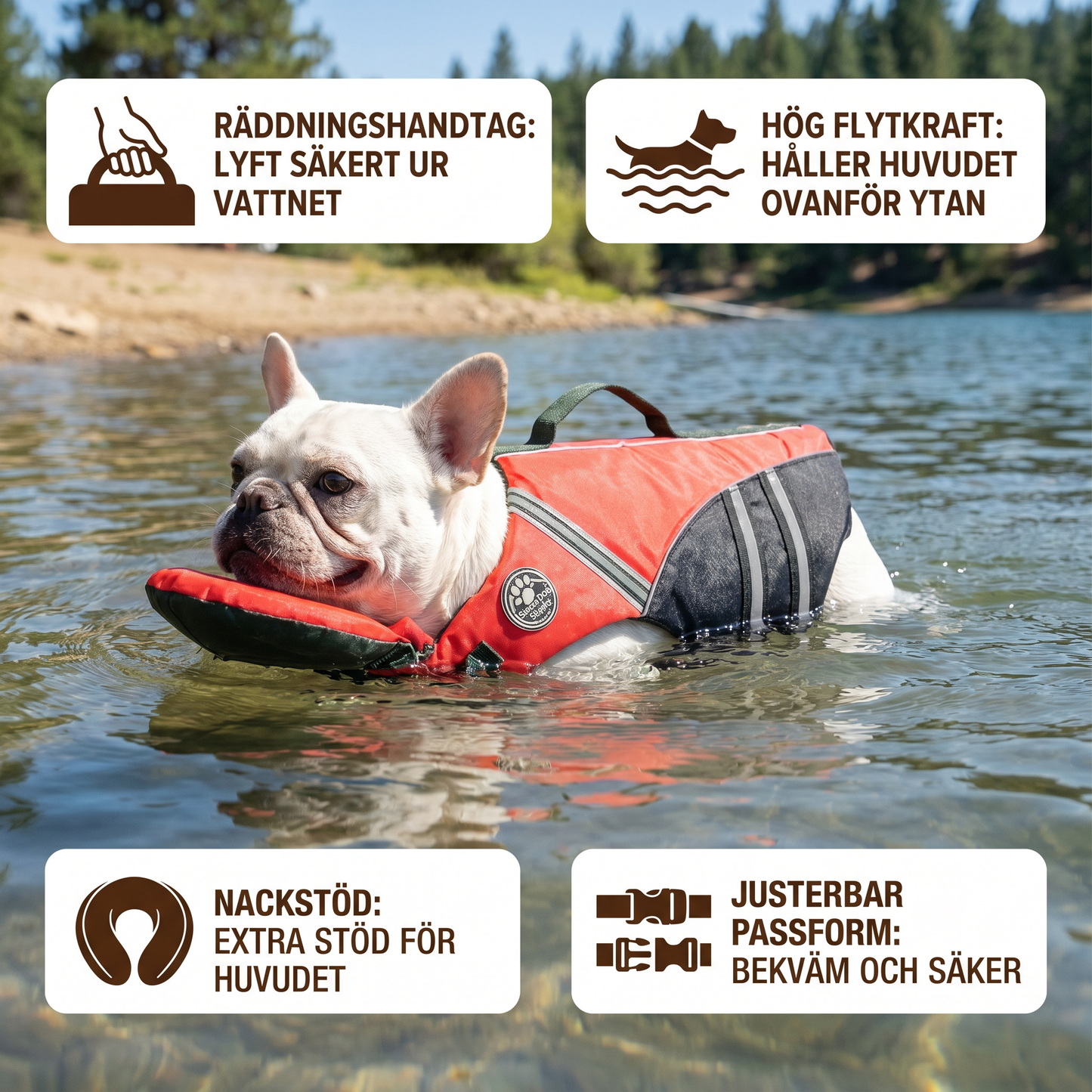 Säker Flytväst För Hund Med Räddningshandtag