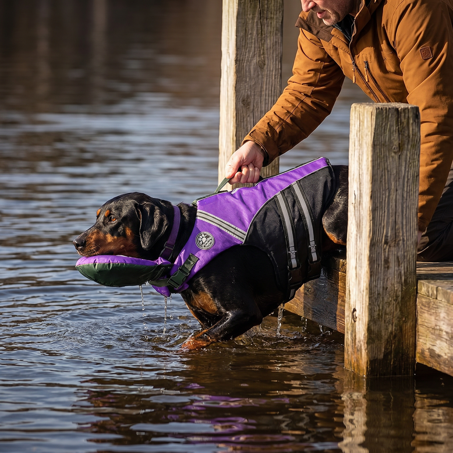 Säker Flytväst För Hund Med Räddningshandtag