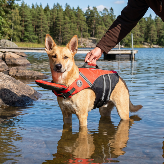 Säker Flytväst För Hund Med Räddningshandtag