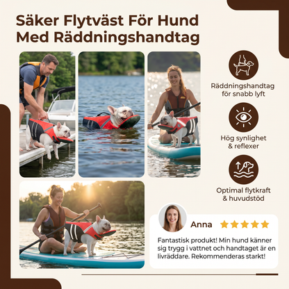 Säker Flytväst För Hund Med Räddningshandtag