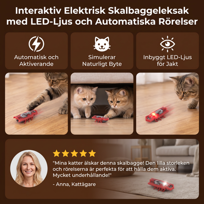 Interaktiv Elektrisk Kattleksak i Form av en Skalbagge med LED-Ljus och Automatiska Rörelser