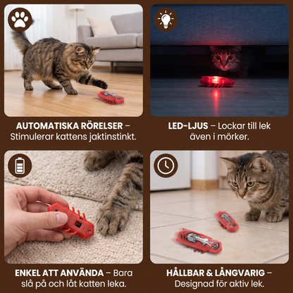 Interaktiv Elektrisk Kattleksak i Form av en Skalbagge med LED-Ljus och Automatiska Rörelser