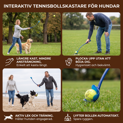 Interaktiv Tennisbollskastare För Hundar – Apportkastare Med Långt Handtag