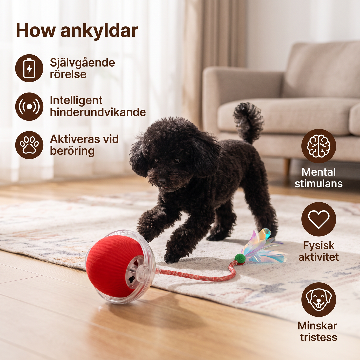 Förbättrad Smart Rullande Hundboll – Slitstark Interaktiv Leksak Med Nätstjärt