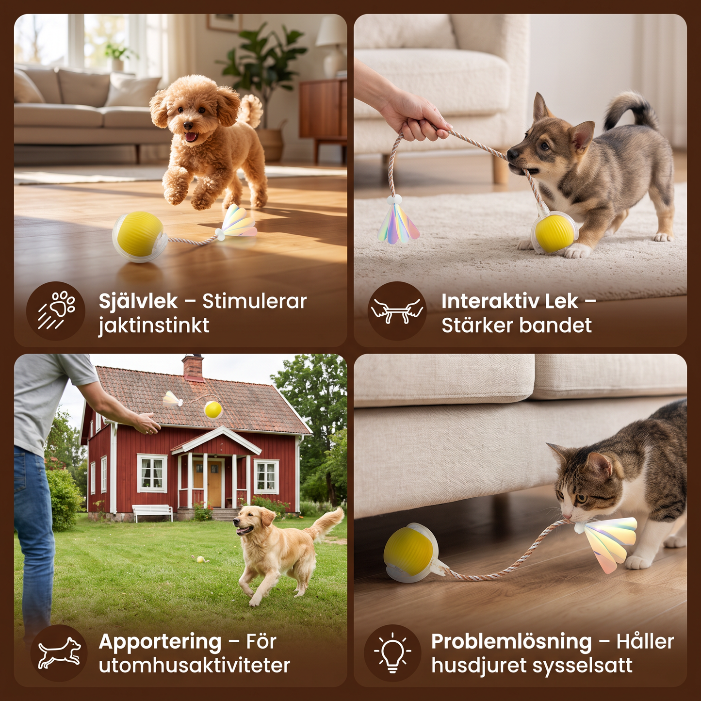 Förbättrad Smart Rullande Hundboll – Slitstark Interaktiv Leksak Med Nätstjärt