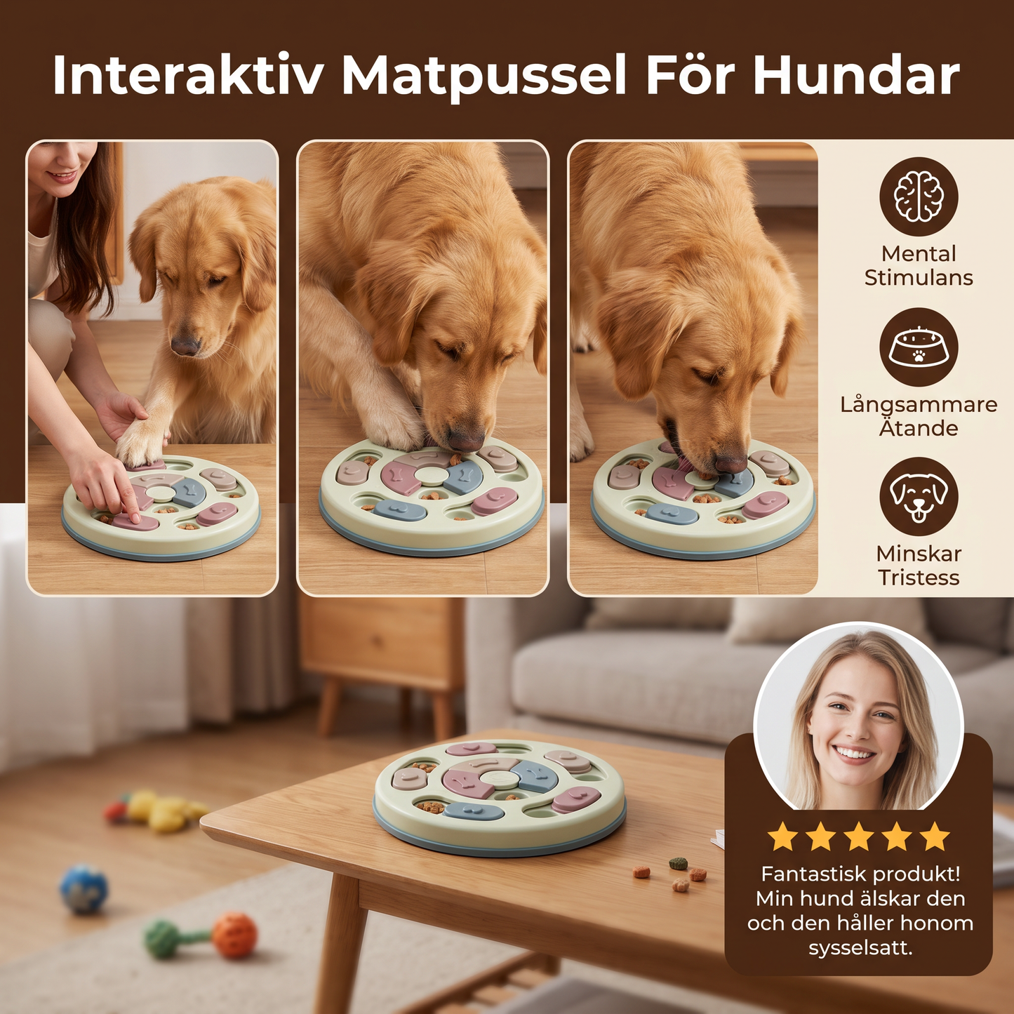 Interaktiv Matpussel För Hundar