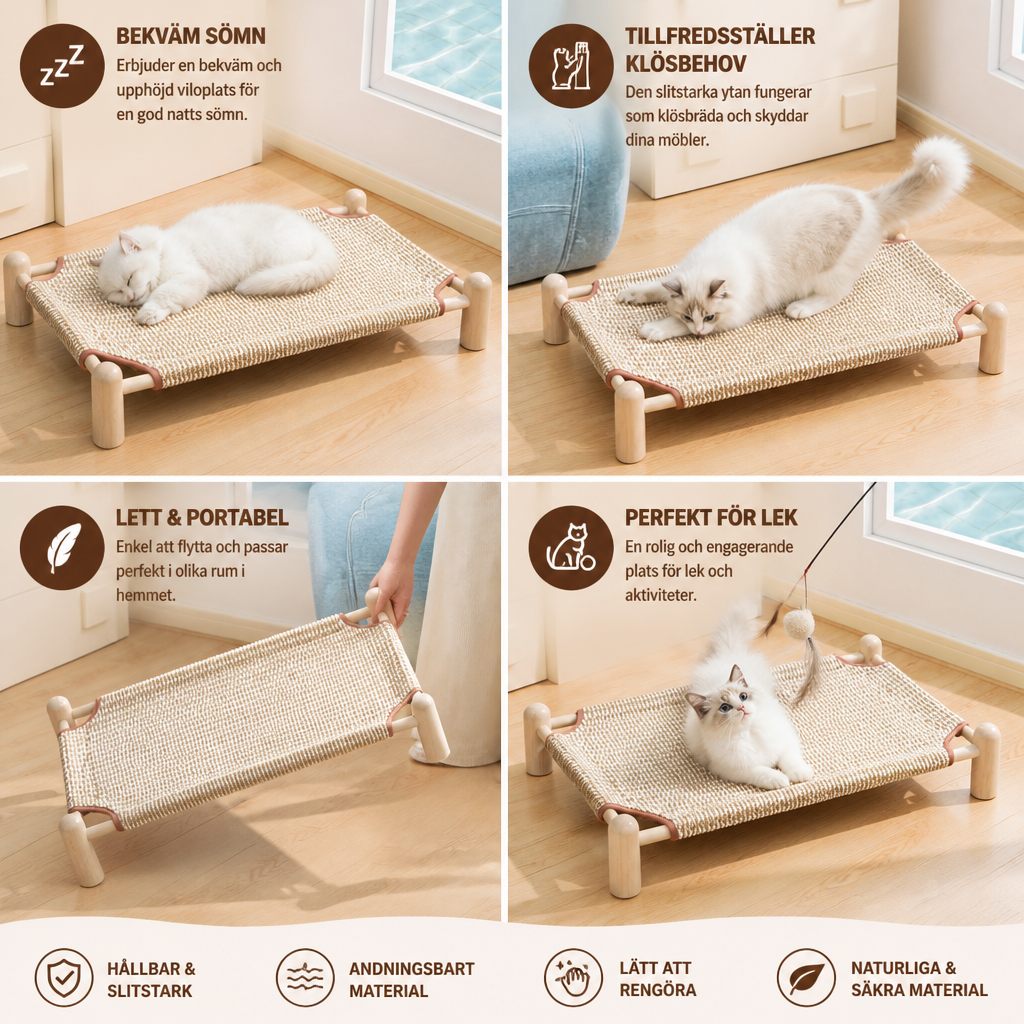 Slitstark, Avtagbar Och Hållbar Kattsäng Med Klösbräda