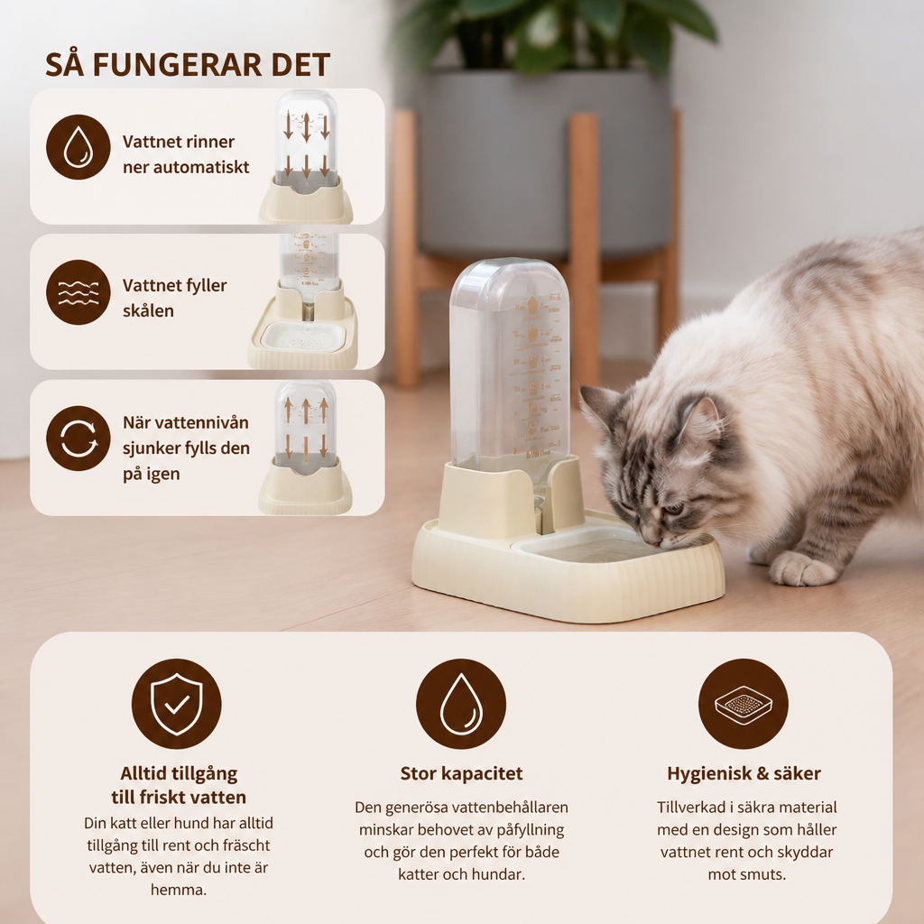 Automatisk Vattendispenser för Husdjur med Stor Kapacitet