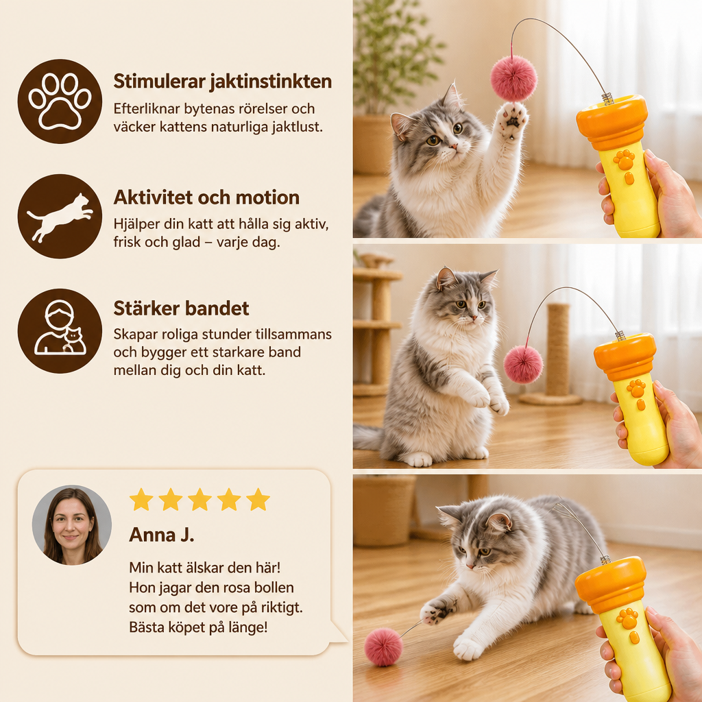 Interaktiv Pomponkastare för Katter