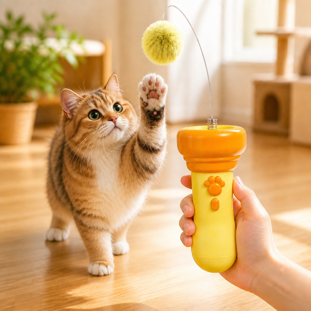 Interaktiv Pomponkastare för Katter