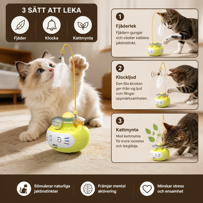 Interaktiv 3-i-1-Kattleksak Med Kattmynta, Fjäderstav Och Bjällra