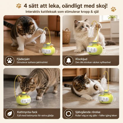Interaktiv 3-i-1-Kattleksak Med Kattmynta, Fjäderstav Och Bjällra