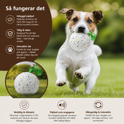 Oförstörbar Pipboll för Hundar – Bittålig Interaktiv Drag- och Apporteringsleksak