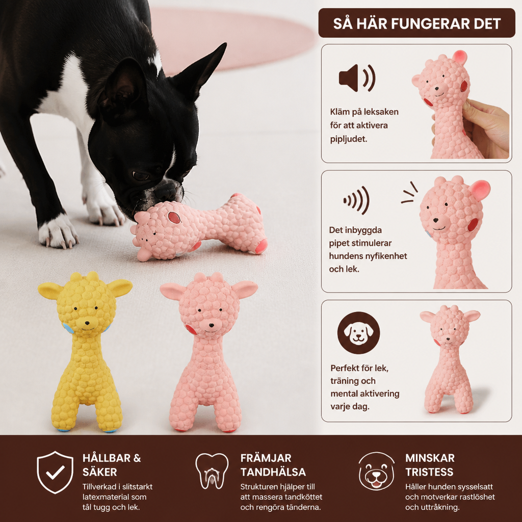 Interaktiv pipande giraffleksak för hundar