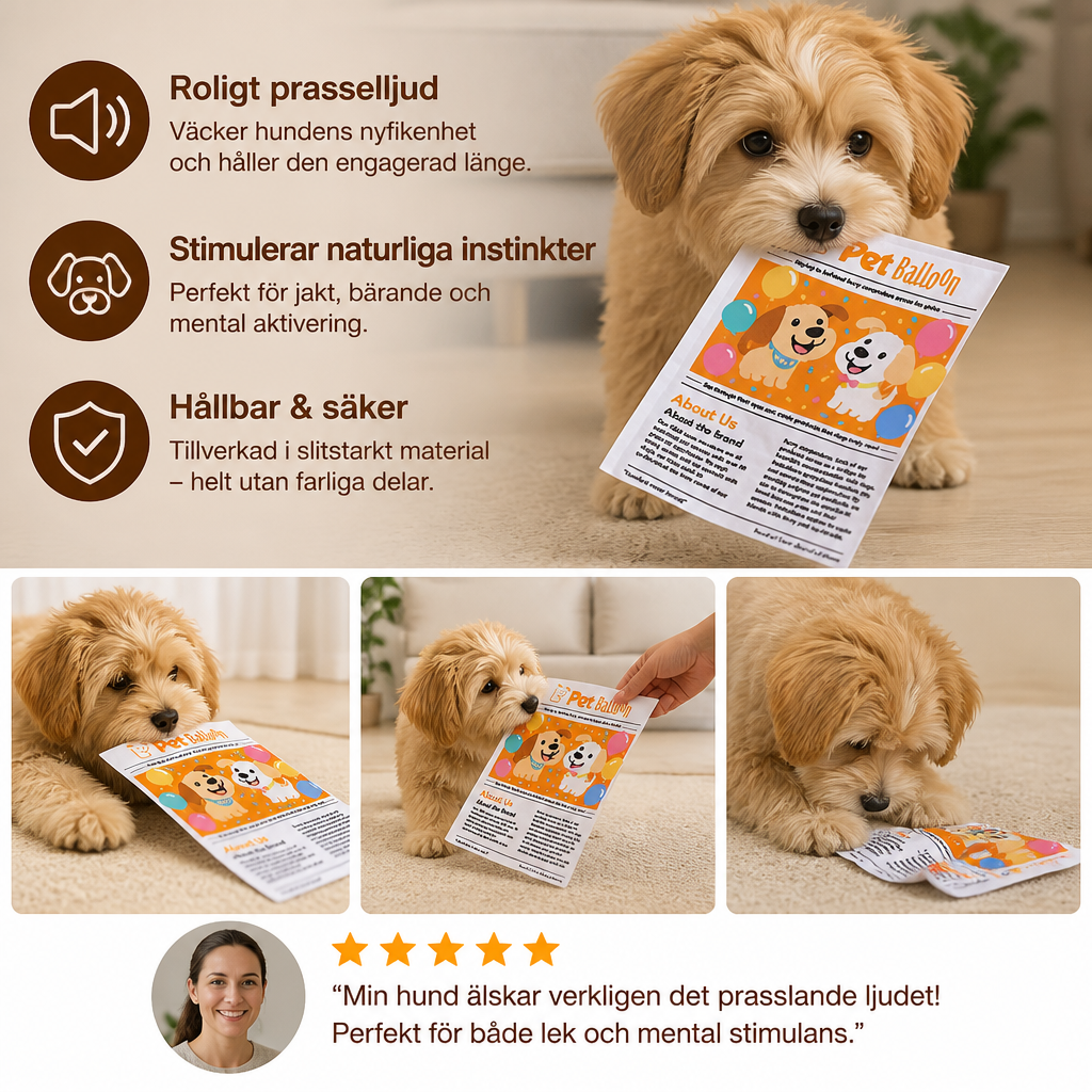 Slitstark Interaktiv Hundleksak Med Prasslande Tidningsdesign