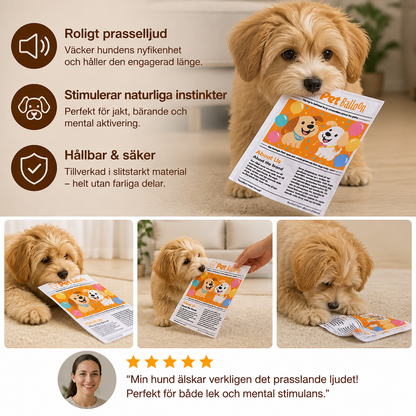 Slitstark Interaktiv Hundleksak Med Prasslande Tidningsdesign
