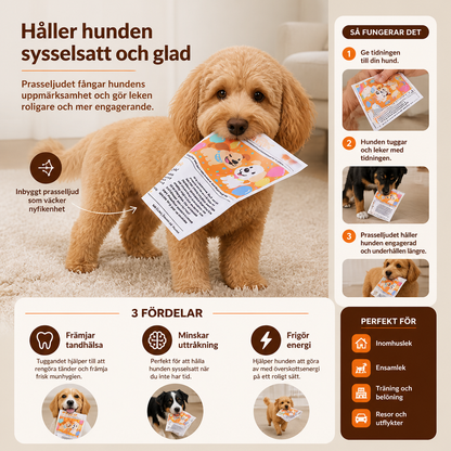 Slitstark Interaktiv Hundleksak Med Prasslande Tidningsdesign