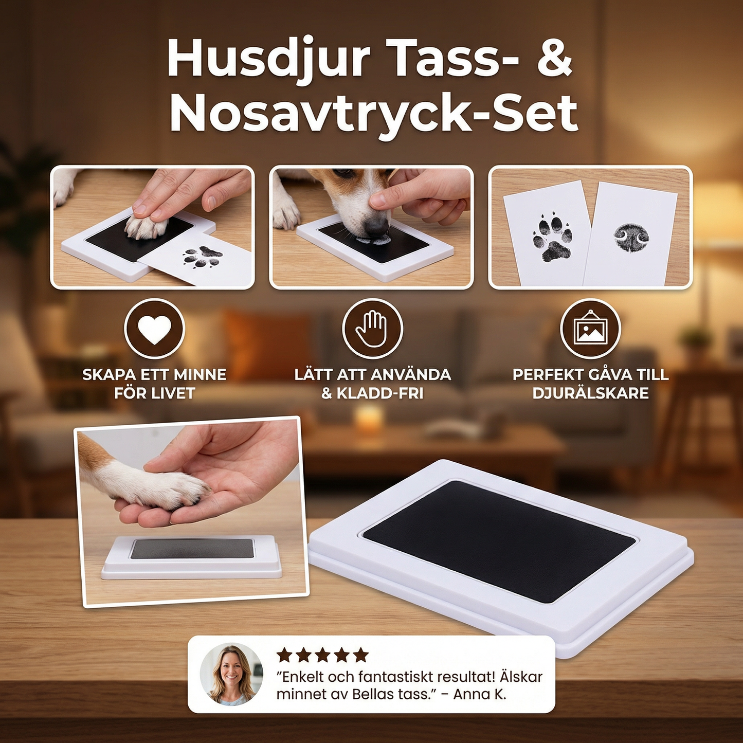 Husdjur Tass- & Nosavtryck-Set – DIY Minneskit för Hundar