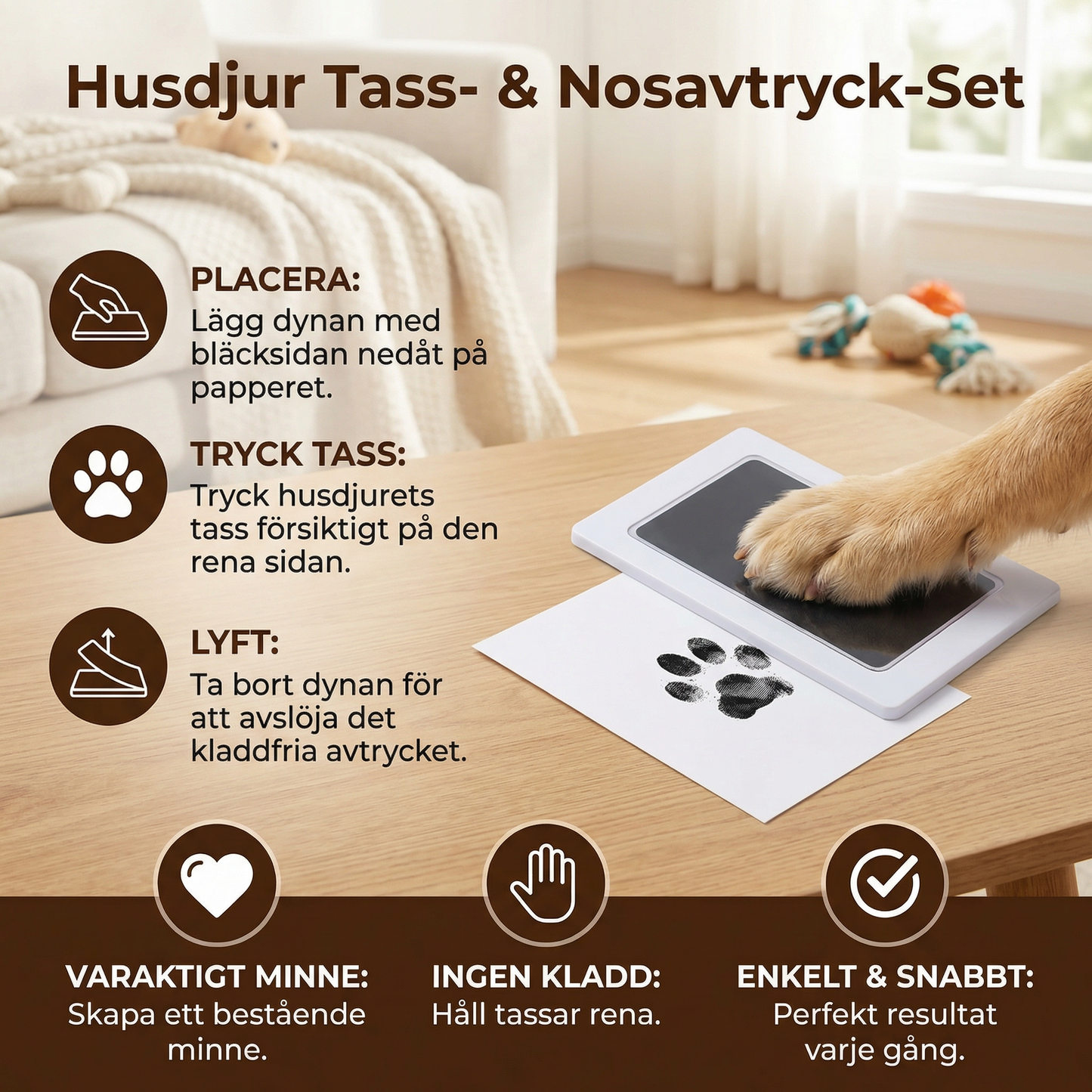 Husdjur Tass- & Nosavtryck-Set – DIY Minneskit för Hundar