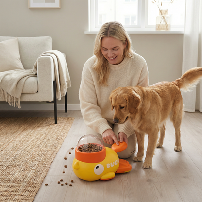 Interaktiv Pet Puzzle Feeder – Slow Feeding Duck Toy för Hundar och Katter