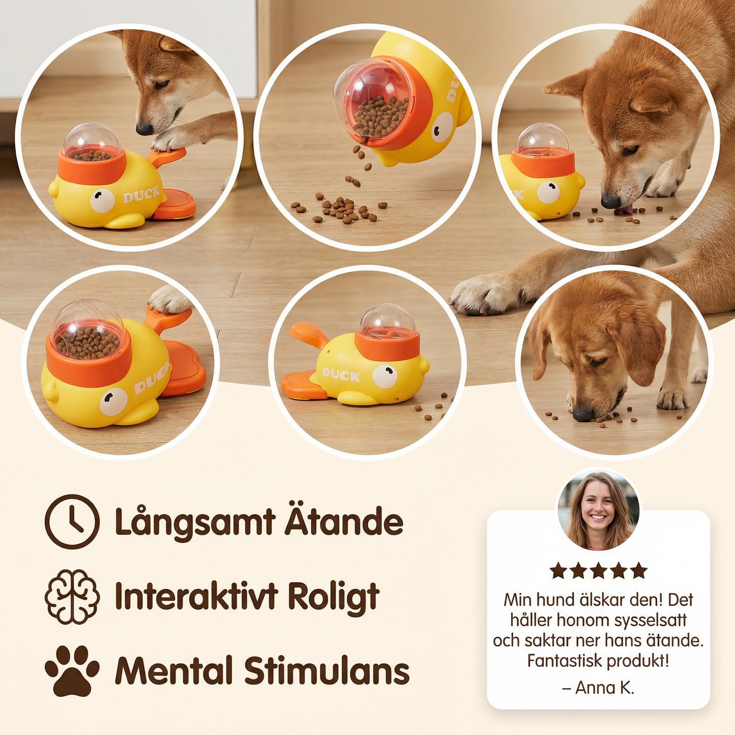Interaktiv Pet Puzzle Feeder – Slow Feeding Duck Toy för Hundar och Katter