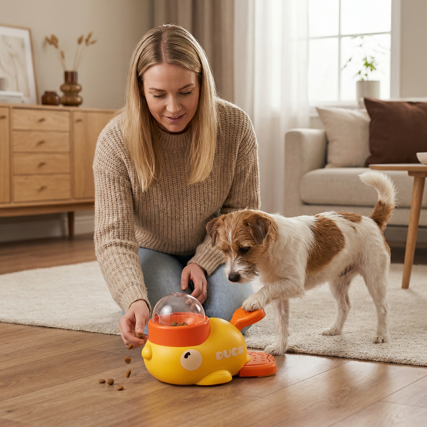Interaktiv Pet Puzzle Feeder – Slow Feeding Duck Toy för Hundar och Katter