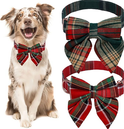 Färgad hundhalsband med rosett för jul och festliga tillfällen