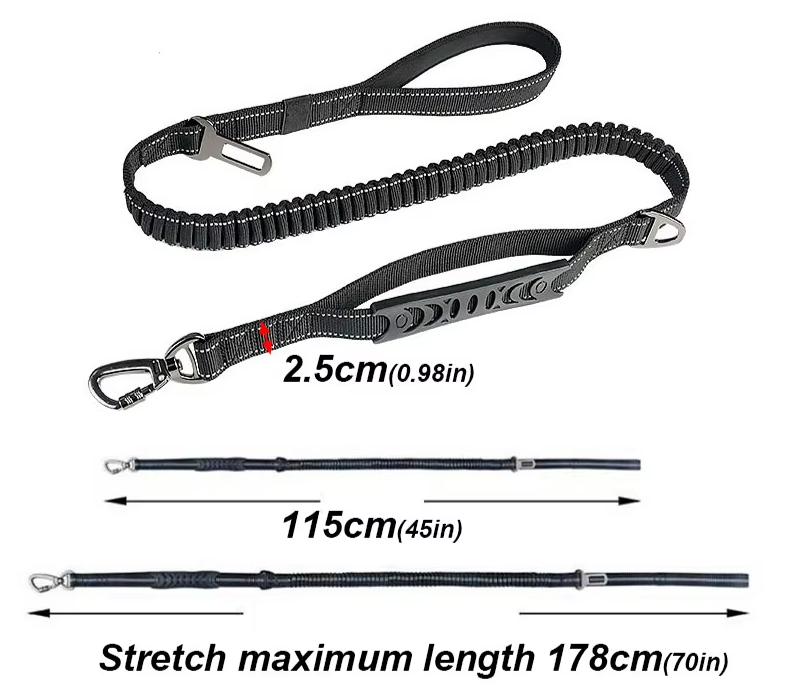 Elastiskt hundkoppel med stötdämpning – stötdämpande koppel för promenader