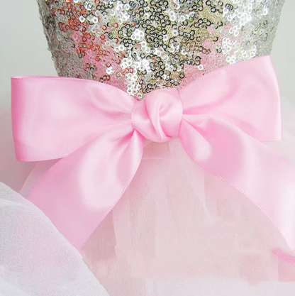 Elegant hundklänning med glitter och tyllkjol i 2 färger