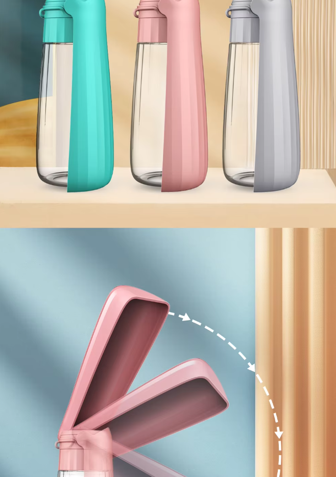 Bärbar Hundflaska – Läckfri Resedispenser med Integrerad Drickskål