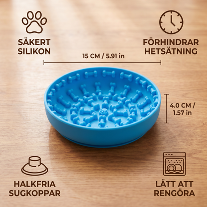 Anti-slukskål för hundar – Lickmatta i livsmedelsklassad silikon med sugkoppar
