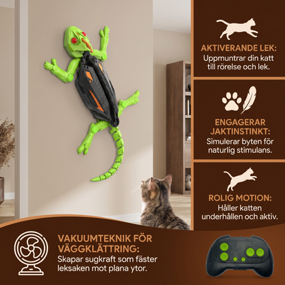 Fjärrstyrd väggklättrande ödleleksak för katter