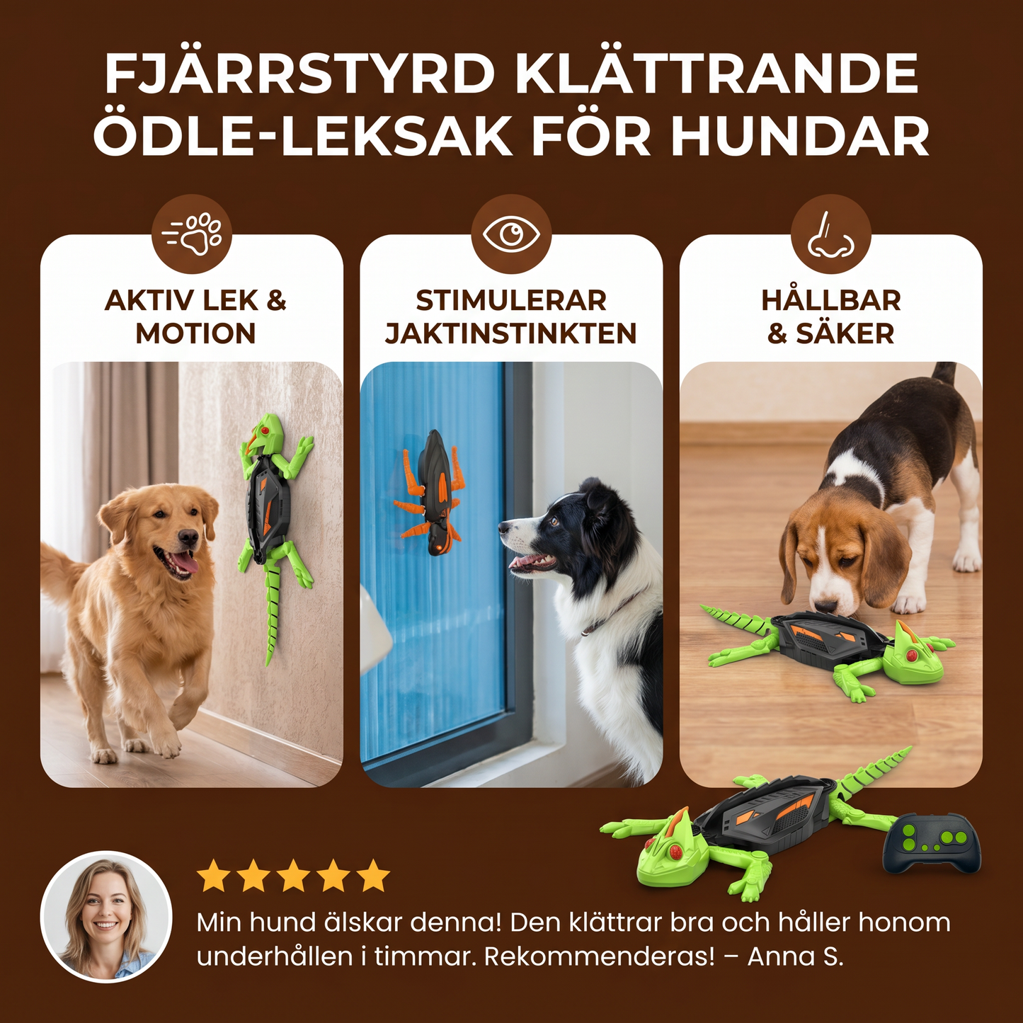 Fjärrstyrd klättrande ödle-leksak för hundar