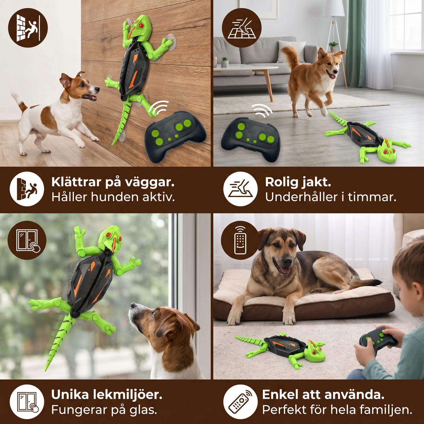 Fjärrstyrd klättrande ödle-leksak för hundar
