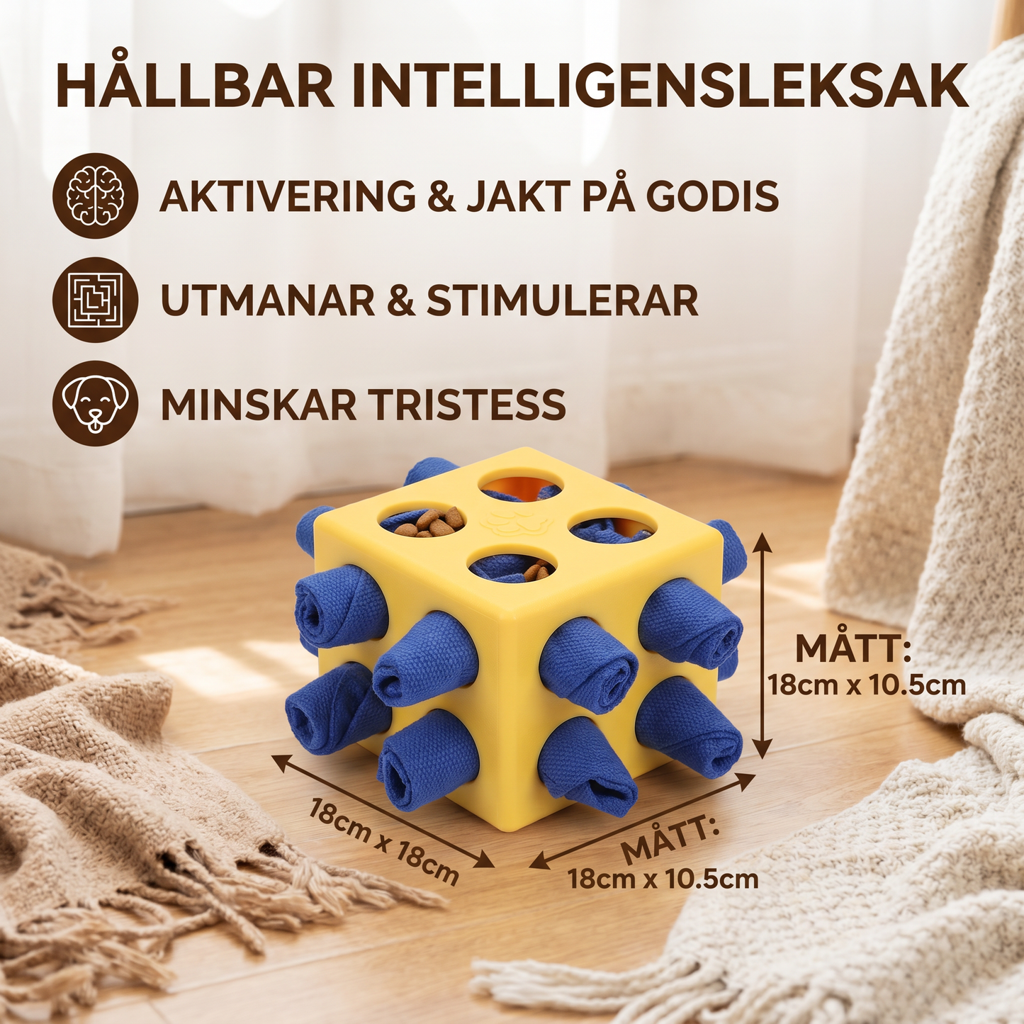 Doftleksak för hundar – Hållbar intelligensleksak för aktivering och jakt på godis