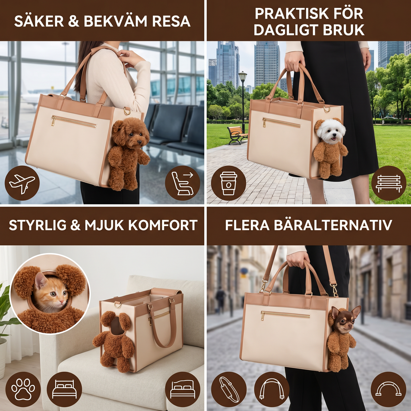 Husdjursväska med nallebjörn-fönster