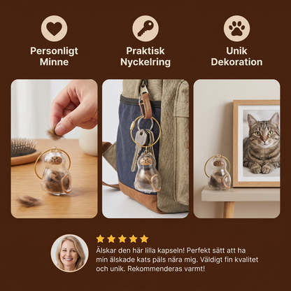 Söt Transparent Kattpäls-Kapsel som Nyckelring och Minnessak