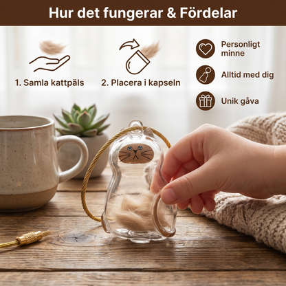 Söt Transparent Kattpäls-Kapsel som Nyckelring och Minnessak