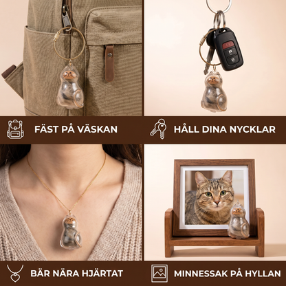 Söt Transparent Kattpäls-Kapsel som Nyckelring och Minnessak