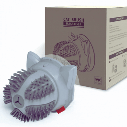 Elektrisk självmassagborste för katter med kattmyntafack och dubbel matning
