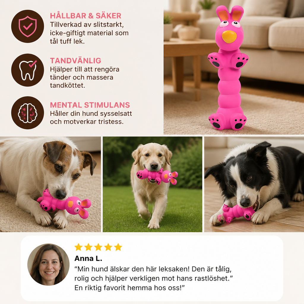 Flexibel Hundtuggleksak i Djurform