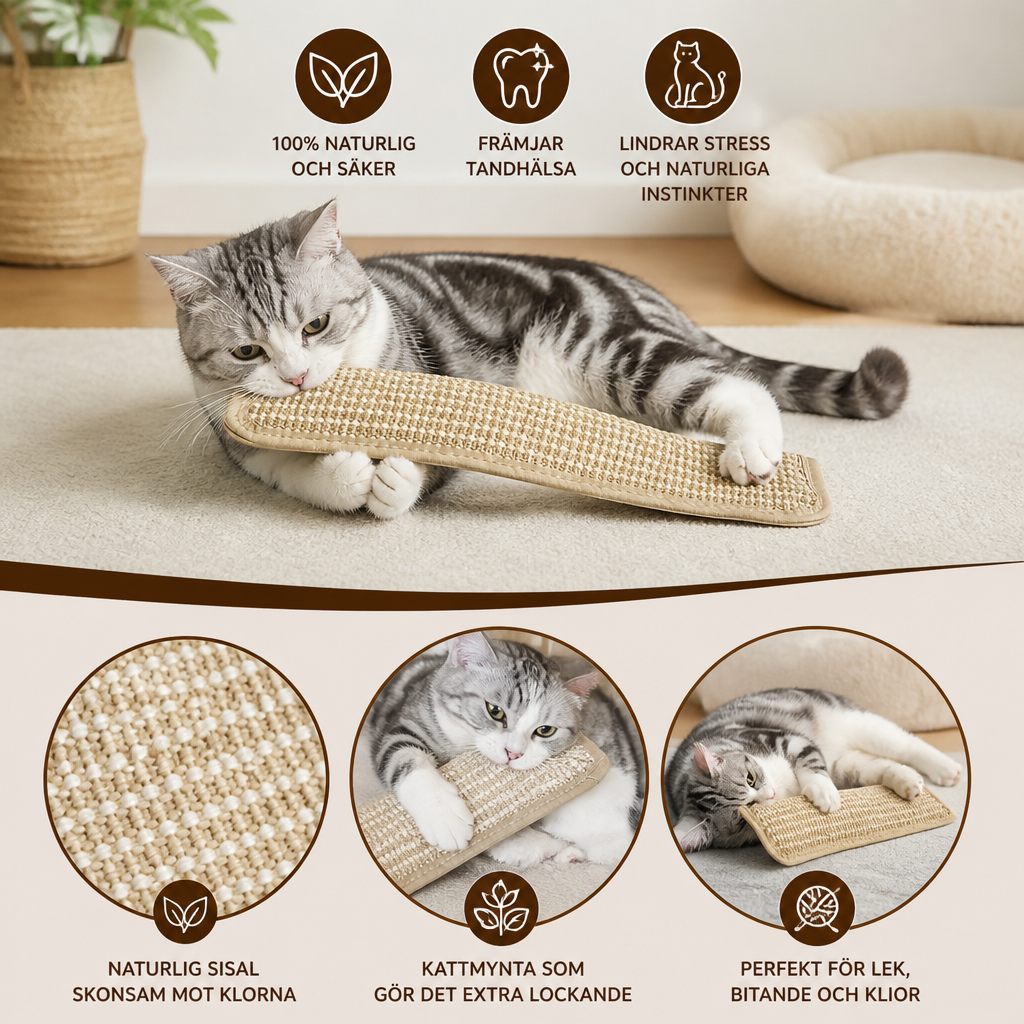 Naturlig sisalleksak för katter med kattmynta – Spark- och klösleksak för tandvård