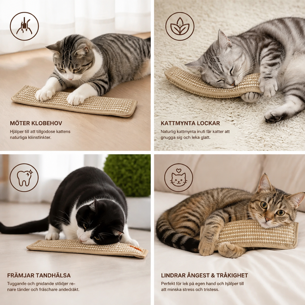 Naturlig sisalleksak för katter med kattmynta – Spark- och klösleksak för tandvård