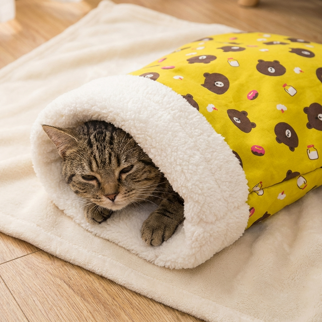 Gemytlig Katt Sovsäck Mysbädd