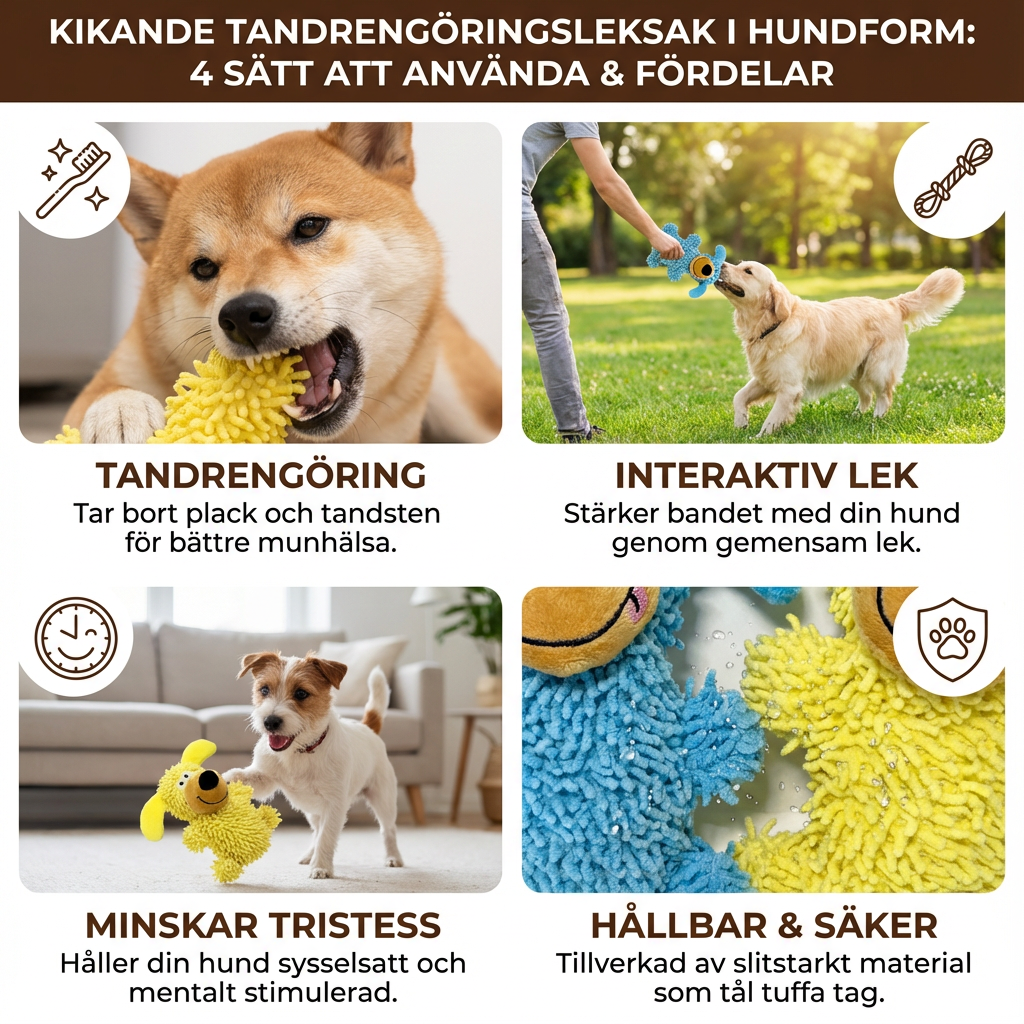 Kikande tandrengöringsleksak i hundform