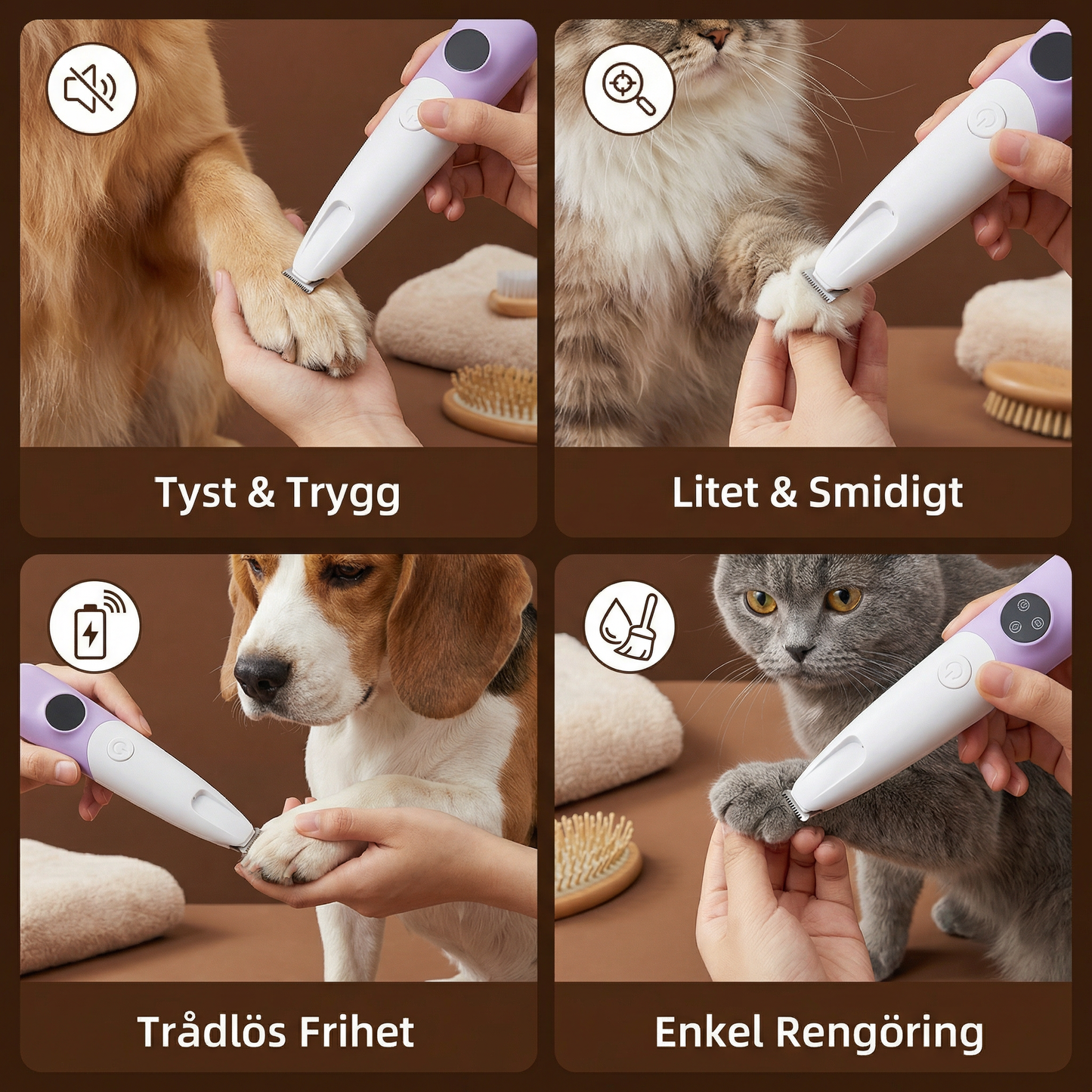 Pet Paw Trimmer – Tyst, Trådlös Grooming Trimmer för Hundar och Katter